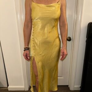 Elegant Yellow Satin Dress